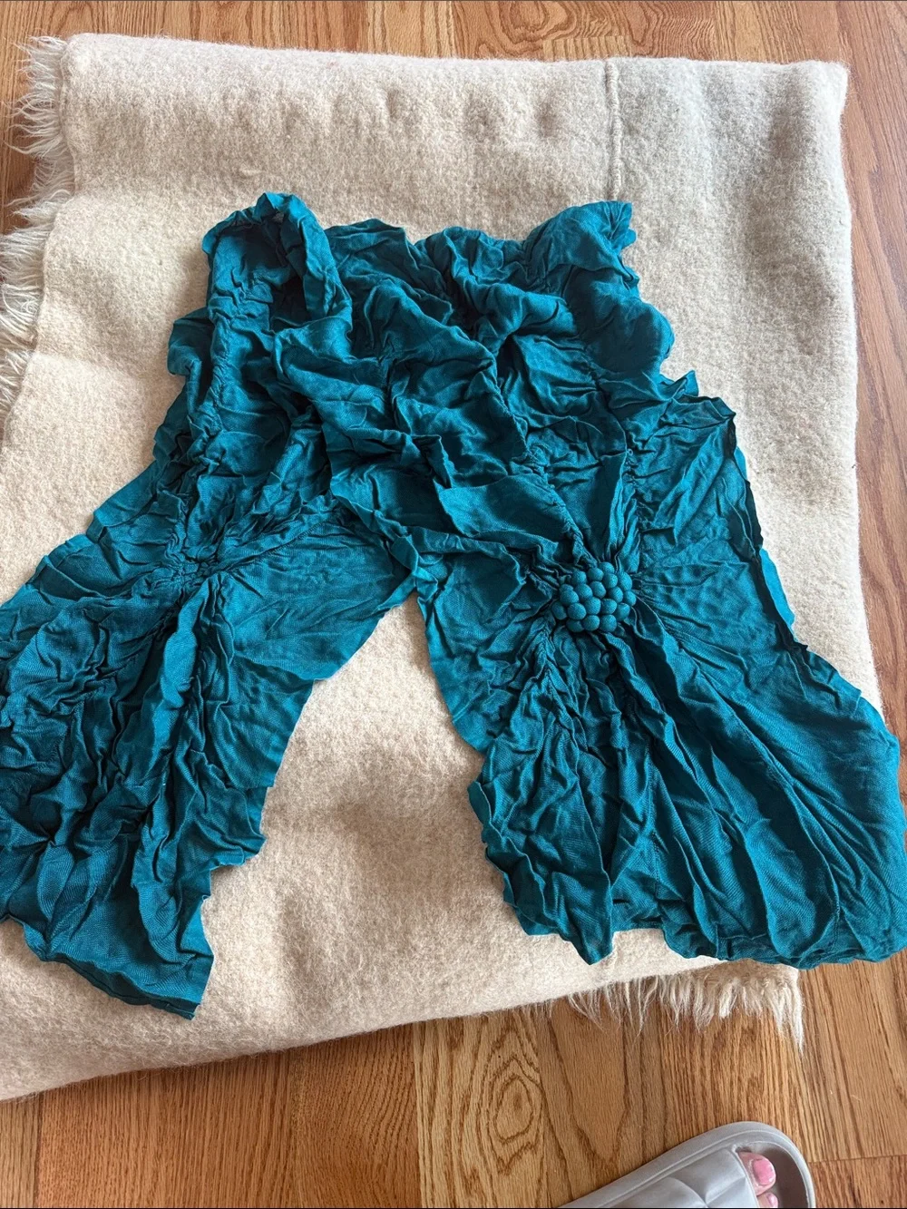 Teal Ruffled Lightweight Scarf - Women's rayon
